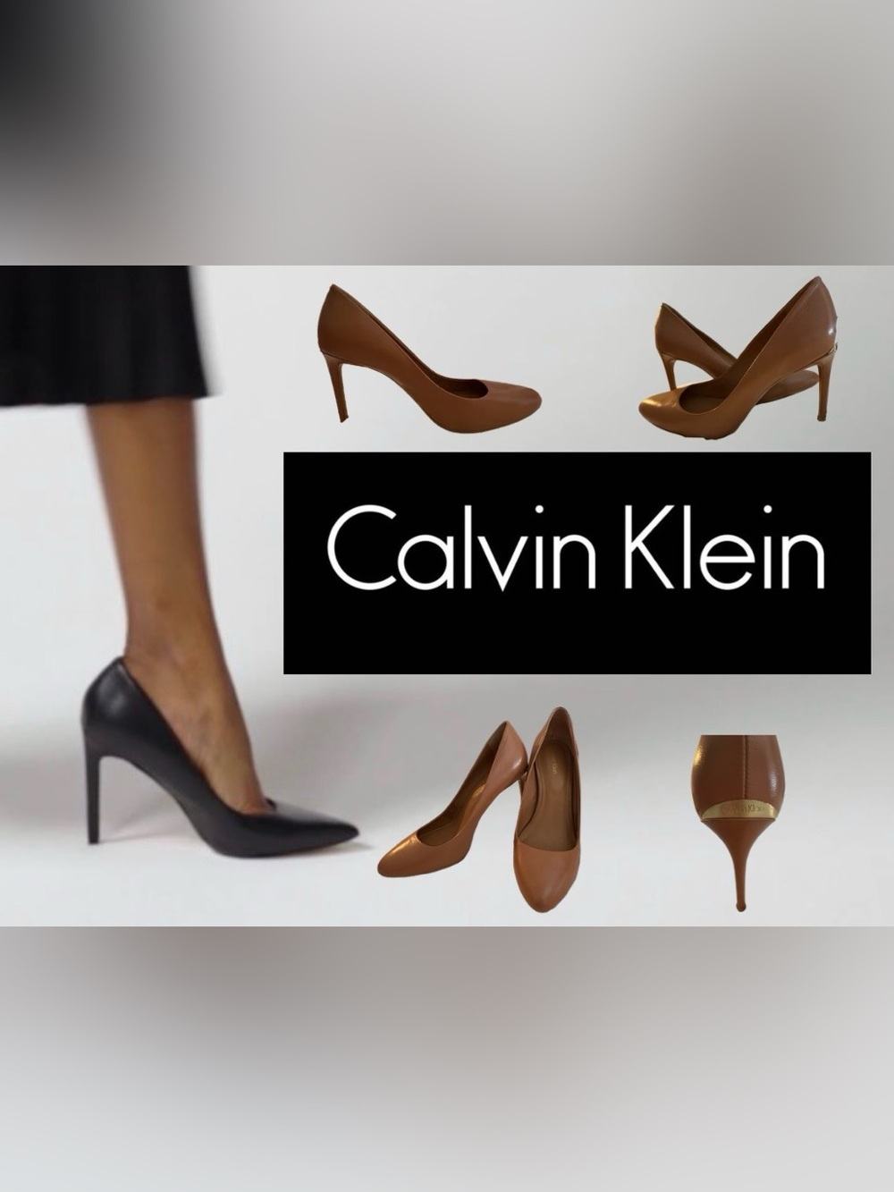 🆕 Calvin Klein Tan Pointed-Toe High Heel Pumps 🆕